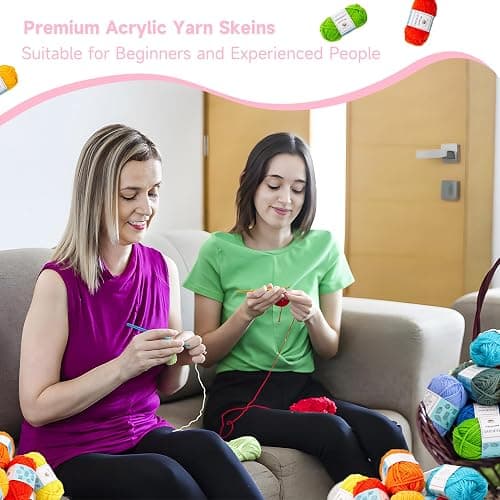 Inscraft 48 PCS Crochet Yarn Kit, 1400 Yards 40 Colors Acrylic Yarn Skeins, 2 Crochet Hooks, 2 Weaving Needles, 4 Stitch Markers, 1 Bag, Yarn for Crocheting & Knitting, Gift for Beginners and Adults thumbnail 6