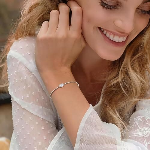 Poxtex Gold Bangle for Women, Dainty 14K Gold Silver Plated Bracelet Non Tarnish Waterproof Cute Trendy Simple Diamond Cubic Zirconia Bangle Bracelet Charm Jewelry.Gift for Mother's Day Christma Birthday Wedding thumbnail 2