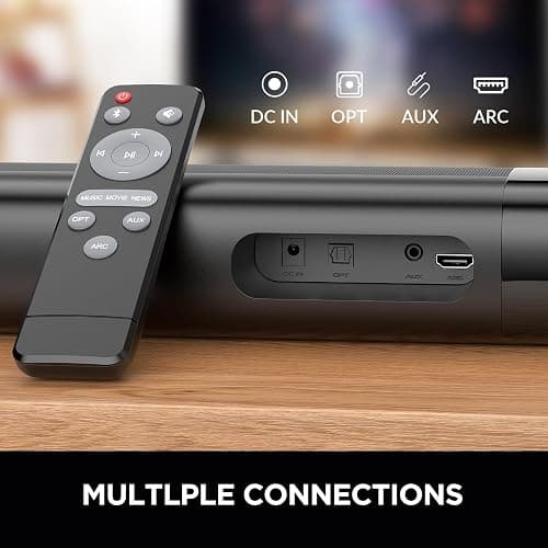 Assistrust Sound Bar for Smart TV, 80W Soundbar with Bluetooth/ARC/Opt/AUX Connect, Dynamic Volume Boost, 3 Equalizer Modes, 2 in 1 Detachable Soundbar for TV/PC/Gaming/Projectors thumbnail 7