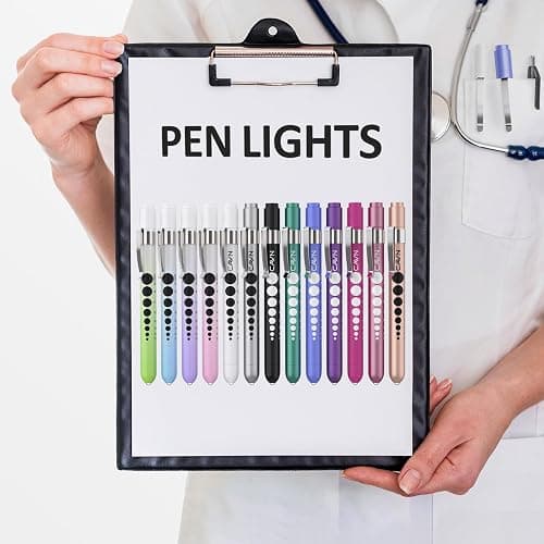 CAVN Pen Light with Pupil Gauge LED Penlight for Nurses Doctors, 2 Pcs Reusable Medical Penlight for Nursing Students (White/Bluish Purple) thumbnail 6