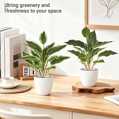 Mkono 2 Pack Fake Plants, 11" Potted Artificial Plants Home Decor Indoor | Faux Pothos, Realistic Greenery Look, for Desk Shelf Table Office Bathroom Bedroom Kitchen Decoration, Low Maintenance thumbnail 3
