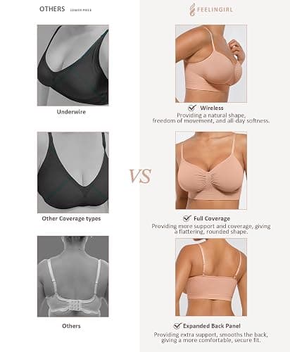 FeelinGirl Bralettes for Women with Support Comfortable Bras No Underwire Seamless Everyday Bras thumbnail 4