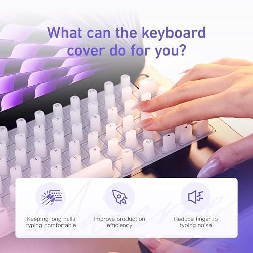 Majeree Keyboard Cover for Long Nails, Perfectly Compatible with 2021-2024 MacBook Pro 14/16, MacBook Air 13/15.Gift Box Packaging, Raised Silicone Keyboard Cover-Ideal for Office & Study Use (Black) - MBPro2021+,Air2022+ - Black thumbnail 2