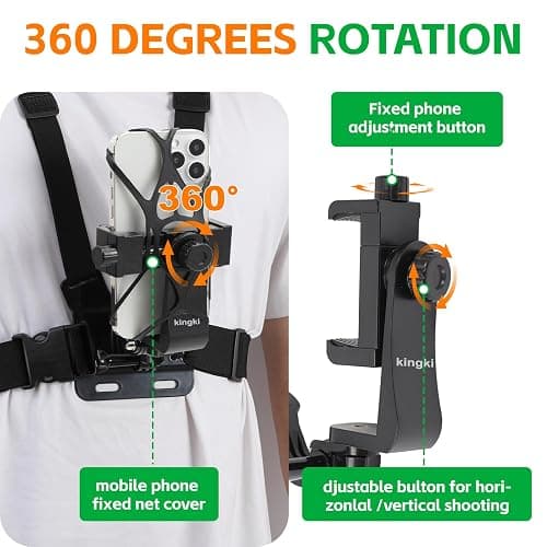 KINGKI Mobile Phone Chest Mount Harness Strap Holder Cell Phone Clip Action Camera POV for Samsung iPhone Plus etc thumbnail 4