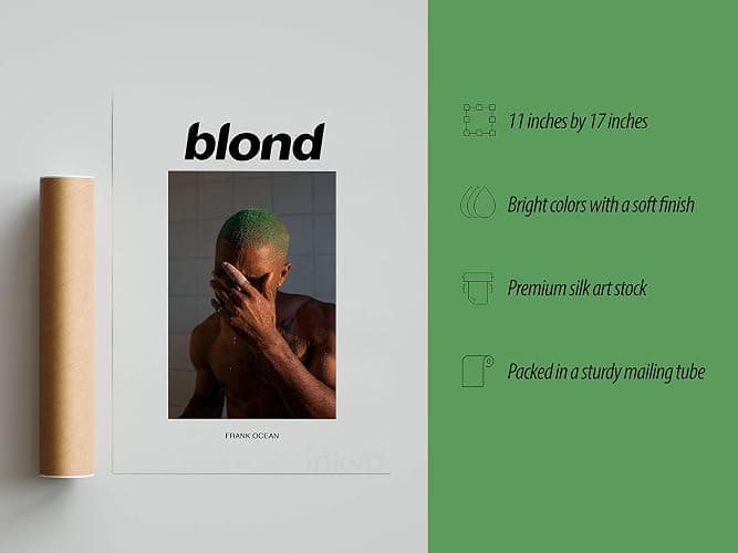 Inkvo Frank Ocean Blond Poster, Album Cover Music Poster, Channel, Blonde, Aesthetic Room Wall Decor, Not Framed, 11 by 17 inches, Premium Silk Art Print by thumbnail 2
