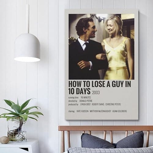 SAHEAWEBWBAE Poster "How to Lose A Guy in 10 Days", ästhetische Wandkunst, Leinwand, Vintage-Poster, dekoratives Gemälde, Wohnzimmer, Schlafzimmer, Dekoration, 20 x 30 cm, ungerahmter Stil thumbnail 5