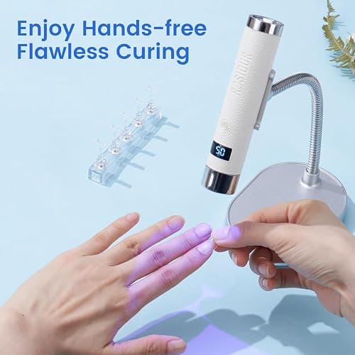 Handheld UV Light for Gel Nails: Flash Cure Hand Held AI UV Led Nail Lamp with Stand-Mini Fast Dry Single UV Lamp Pen with Auto Sensor for Manicure Home Salon (White) thumbnail 6