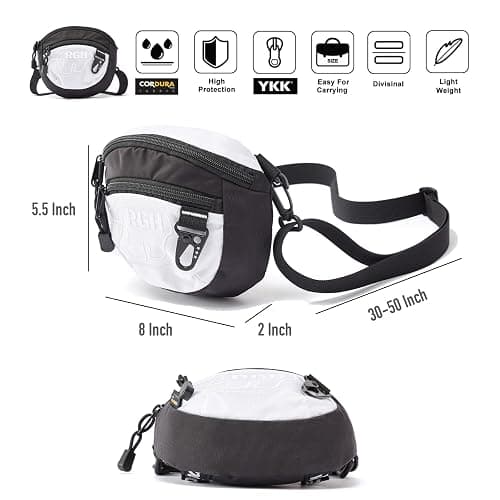 Rough Enough Small Crossbody Shoulder Bag Cell Phone Purse for Women Teen Girls Travel Essentials with Keychain Zipper Cordura White thumbnail 7