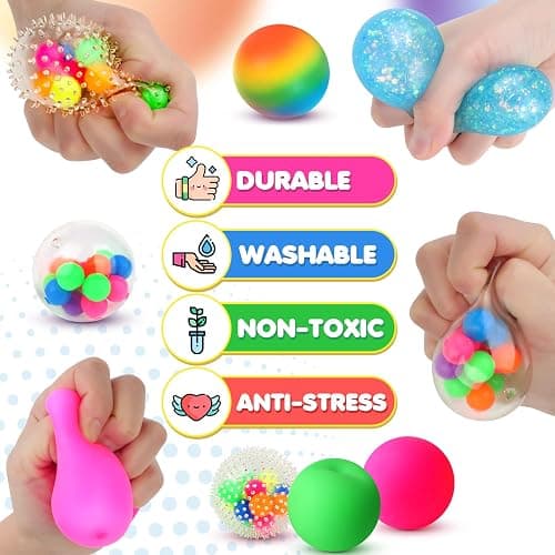 6 Set Squishy Sensory Stress Squeezing Balls forAdults: Best Calming Tool to Relieve Anxiety, Vent Mood and Improve Focus, Easter Basket Stuffers for Kids, Goodie Bag Stuffers thumbnail 5