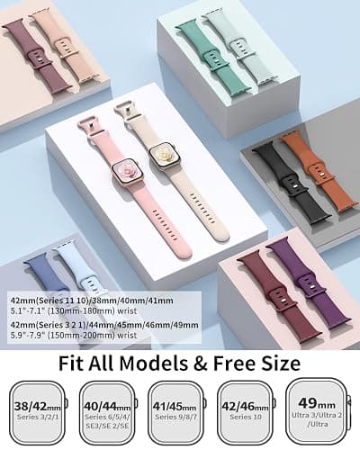 Silicone Sport Band Compatible with Apple Watch Bands for Women Men | Soft Wristband 40mm 38mm 41mm 44mm 45mm 46mm 42mm 49mm, Replacement Strap for iWatch Series 11 10 9 8 7 6 5 4 3 2 1 SE Ultra thumbnail 2
