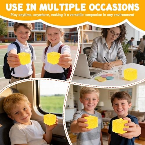 Graphinza Honeycomb Ice Cube Squishy Cubes, Durable Squeeze Toys Autism Stress Ball, Soft for Adults and Boys & Girls Age 3+ (2.16in) (Yellow) thumbnail 8