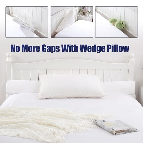 HOMBYS Wedge Pillow Headboard for Bed Gap,Foldable Bed Wedge Gap Filler Twin Size,Matterss Gap Filler,Multi Functional Bed Crack Pillow, Fill The Gap (0-7") Between Your Headboard and Mattress,White thumbnail 8