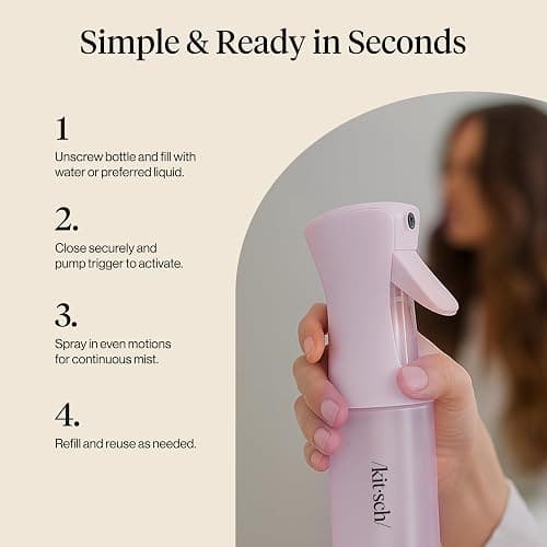 Kitsch Continuous Spray Bottle for Hair – Fine Mist Water Mister & Water Spray Bottle – Recycled Hair Spray Bottle – Spray Bottles for Cleaning, Styling, Plants & More – Sheer Violet, 150ml thumbnail 7