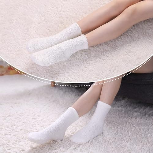 LINEMIN Womens Fuzzy Socks Cozy Fluffy Winter Warm Slipper Socks Microfiber Soft Home Sleeping Socks thumbnail 5
