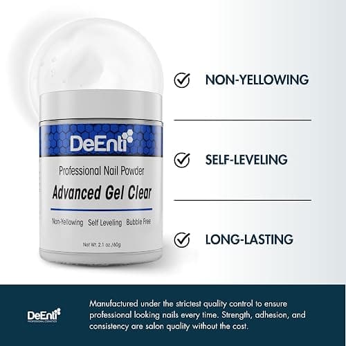DeEnti Acrylic Nail Powder - 2oz Advanced Gel Clear|Professional Grade, Bubble-Free Acrylic Powder for Nails | Long-Lasting, Chip-Resistant Nail Acrylic Powder for Carving, Extensions & Fake Nails thumbnail 3
