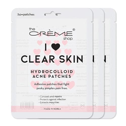 The Crème Shop Heart Shape Clear Skin Hydrocolloid Dark Spot Acne Patches - Infused with Salicylic Acid + Witch Hazel | Adhesive patches that fight pesky pimples. (72 Patches / 3 Sizes) - Image 1