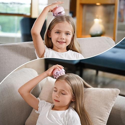 SHINLEA 2 in 1 Scalp Massager Hair Growth,Scalp Scrubber with Soft Silicone Bristles for Dandruff Removal,Shampoo Brush for Exfoliation,Head Massager for Both Wet and Dry Use (Pink) thumbnail 7