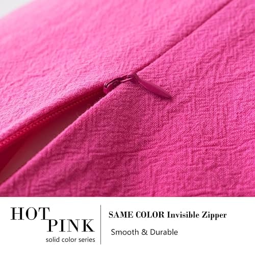 Boho Pillow Covers Hot Pink Pillow Covers 18x18 Soft Square Cushion Cases Decorative Pink Throw Pillows Set of 2 for Sofa Bedroom Car 18 x 18 Inch Hot Pink thumbnail 5