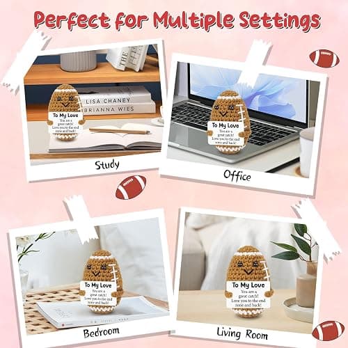 Birthday Gifts for Him Her Boyfriend Girlfriend, To My Love Christmas Handmade Emotional Crochet Football, Small Cute Anniversary Present for Him, Mini Romantic I Love You Gift for Husband Wife Couple thumbnail 8