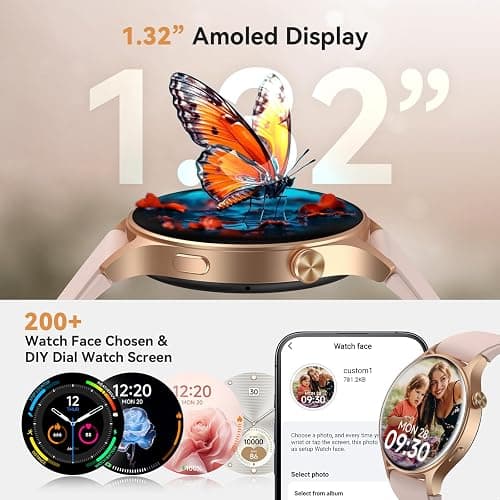 aeac Smart Watch for Women, AMOLED Ultra-Clear Screen Activity Trackers with Heart Rate/Sleep/SpO2 Monitor, Waterproof Fitness Smartwatch for iPhone/Samsung/Android（Pink Gold） thumbnail 6