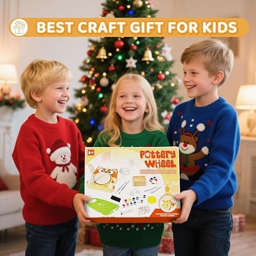 Pottery Wheel for Kids, Complete Pottery Kit for Beginners, Arts and Crafts for Kids Ages 8-12, with Air Dry Clay Painting Kit Sculpting Tools, Birthday Gift for Boys Girls 6 7 8 9 10 11 12 (Dog) thumbnail 7