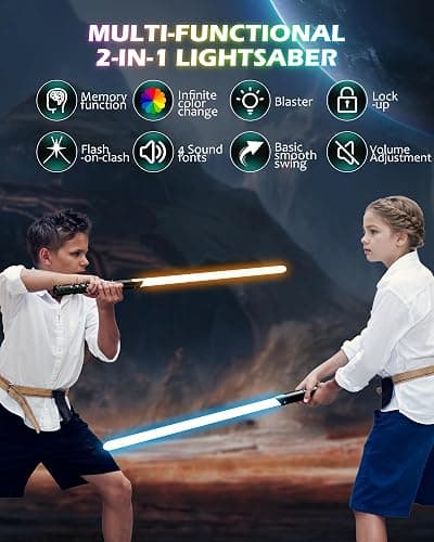 2 in 1 Dueling Lightsaber Double Light Saber,Lightsabers for Adults Christmas Birthday Gifts, 2Packs Fx Saber with 12 Colors Light Sabers for Kids Toys Teens Halloween Cosplay Children's Day Party thumbnail 3