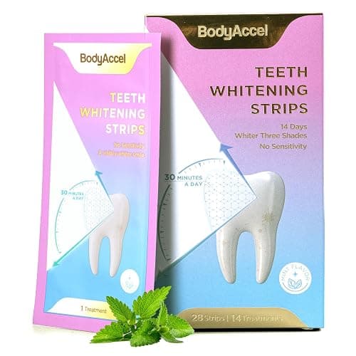 BodyAccel Teeth Whitening Strips, 7/14 Day Treatments, White Strips for Teeth Whitening, Residue-Free, Enamel Safe, Intensive Whitening, Rinse-Free (28 Count) - Image 1