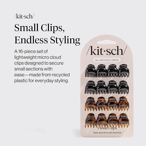 Kitsch Mini Hair Clips for Women - Black & Tortoise, 16 Pcs | Stylish Small Hair Clips for Bangs, Hair Sectioning – Stays In Place Without Pulling – Durable & Sturdy Plastic thumbnail 2