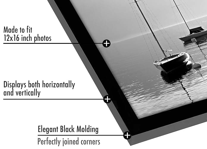 Americanflat 12x16 Picture Frame with Polished Plexiglass - Set of 5 - Galleria Collection - Picture Frames for Wall Display - Black thumbnail 4