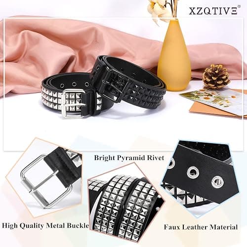 XZQTIVE Studded Belt Metal Punk Rock Rivet Belts for Women/Men Punk Leather Belt Gothic Belt Accessories for Jeans Pants thumbnail 2