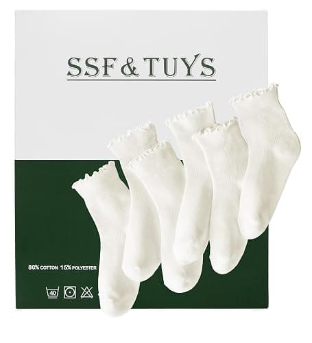 SSF&TUYS Women's Ruffle Ankle Socks – 6 Pairs Soft Cotton, Cute Frilly Trim, Breathable and Comfy for Everyday Wear - Image 1