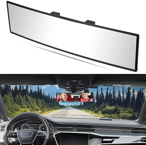 JOYTUTUS Rear View Mirror, Universal 11.81 Inch Panoramic Convex Interior Clip-on Wide Angle Mirror to Reduce Blind Spot Effectively for Car SUV Trucks -Clear thumbnail 8