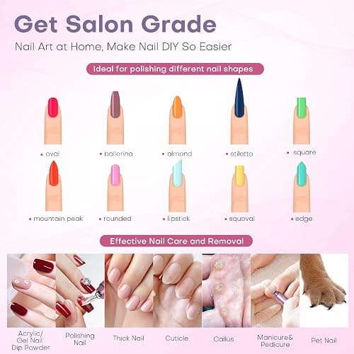 TUOBEO Nail Drill Electric Nail File Kit 45000 RPM Professional Efile Nail Set,Cordless Portable Rechargeable Acrylic Gel Nail Polish Remover Machine Pedicure Manicure Tool with 11 Bits for Salon Home thumbnail 6