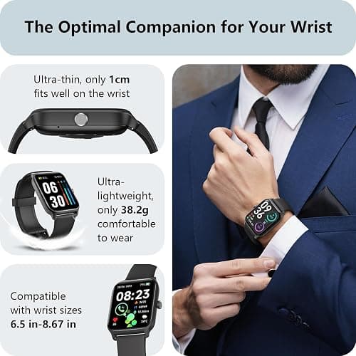 Smart Watch for Men Women, Answer/Make Calls, Alexa Built-in, [1.8" HD Screen] Smart Watches for iPhone/Samsung/Android, Fitness Watch with Heart Rate Sleep SpO2 Monitor,IP68 Waterproof, 100+ Sports thumbnail 6