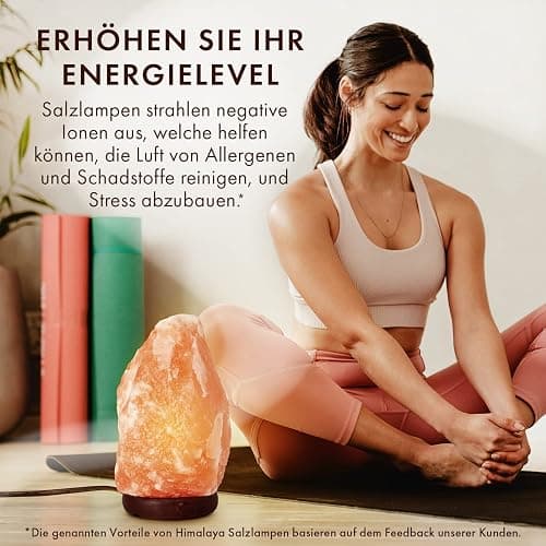 The Body Source Himalaya Salzlampe (2-3 kg) mit Dimmerschalterlicht aus der Salt Range Pakistan auf einem Holzständer - Nachtlicht inkl. 1x 10W Glühbirnen und Geschenkbox thumbnail 6