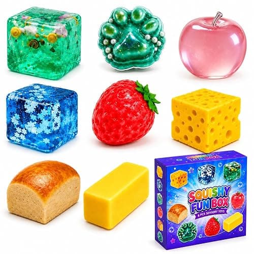 Squishy Box 8-Pack Set - Slow Rise Sugar Squishy Toys, Mystery Stress Relief Fidget Gift, Fun Party Favors, Collectible Squeeze Packs for Kids & Adults - Image 1