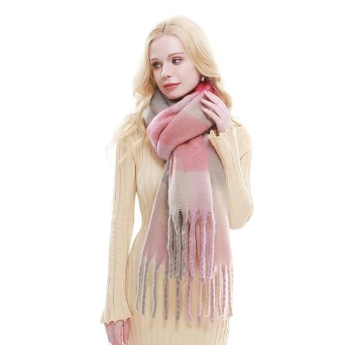 RIIQIICHY Winter Scarf for Women Soft Chunky Warm Long Tassel Wrap | Soft fuzzy winter scarf with a chunky texture, cozy warmth and long tassel fringe for stylish cold-weather layering. thumbnail 3