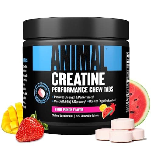 Animal Creatine Chews Tablets - Enhanced Creatine Monohydrate with AstraGin to Improve Absorption, Sea Salt for Added Pumps, Delicious and Convenient Chewable Tablets - Fruit Punch - Image 1