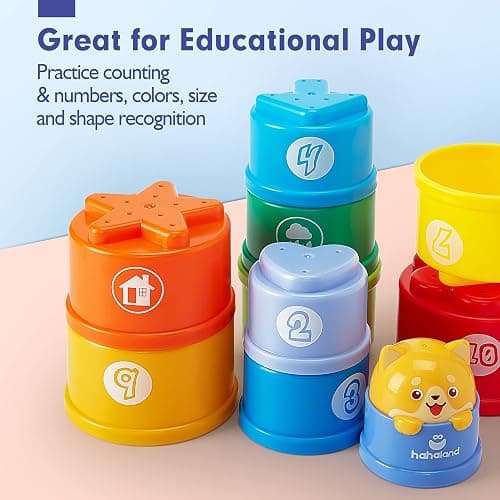 hahaland Stacking Toys for Toddlers 1-3 - Stacking Cups - Toddler Toy Age 1-2 Learning Montessori Toys for 1 Year Old Boy Baby Stacking Cups 12-18 Months thumbnail 6