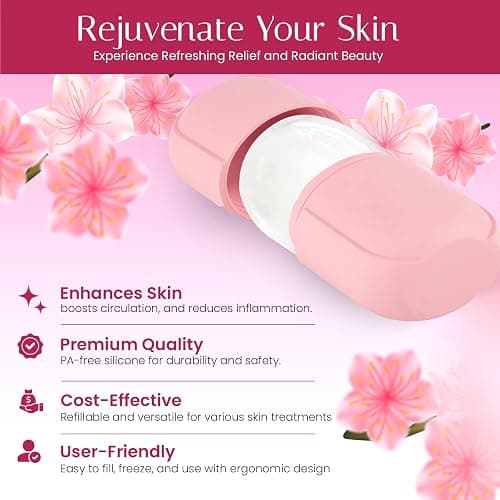 Milano Home Ice Face Roller Massager for Face, Eyes, and Neck - Reusable Silicone Ice Cube Mold for Natural Skin Care, De-Puff Eye Bags, Reduce Migraine Pain | Facial Beauty Ice Roller thumbnail 4