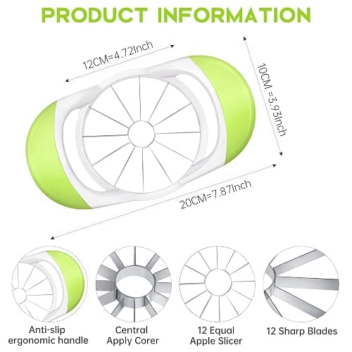 Supercenter Apple Cutter, Apple Corer and Slicer - Stainless Steel Apple Corer - 4.72 Inch Apple Slicer Tool with 12 Super Sharp Blades, lightweight Apple Slicer and Corer with Anti-slip Handle thumbnail 2