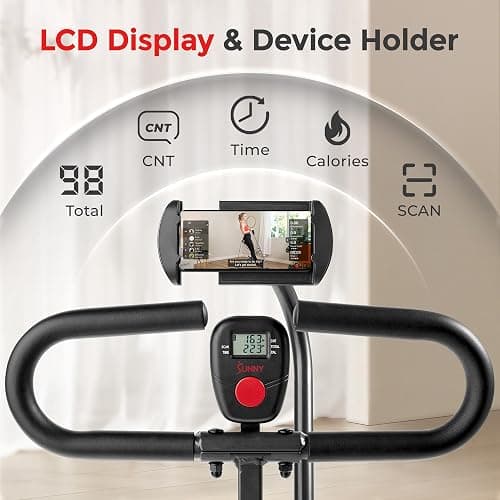 Sunny Health & Fitness Smart Upright Row-N-Ride Trainer w/Adjustable Resistance & 330LB Weight Capacity, Foldable Home Exercise Equipment for Arm, Glute & Leg Training, Free SunnyFit App Connection thumbnail 6