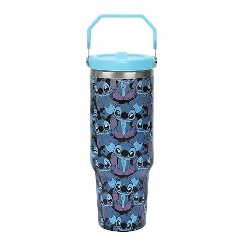 Disney Stitch All-Over Print Blue 40 Oz Stainless Steel Tumbler With Handle - Image 1