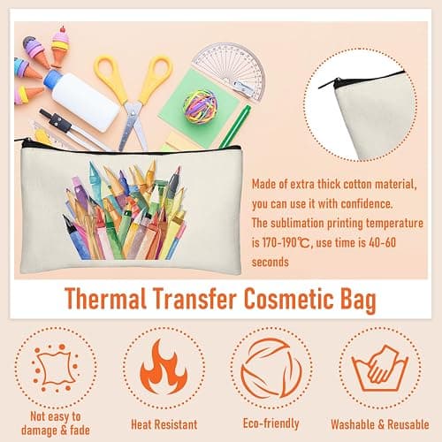 Legigo Blank Canvas Bags Zipper Pouch Makeup Bags Pencil Pouch Bulk | Multi-Purpose, Sturdy Canvas Pouch with Zipper, Cosmetic Travel Toiletry Bag for DIY Crafts, Gifts & Storage, 8.3 x 5 Inch thumbnail 3