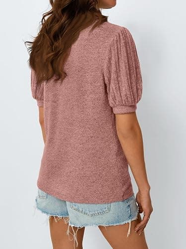 AUTOMET Womens Summer Short Sleeve Sweater Dressy Business Casual Blouses 2026 thumbnail 4