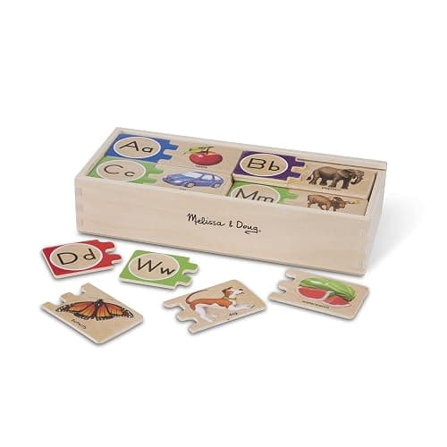 Melissa & Doug Self-Correcting Alphabet Wooden Puzzles with Storage Box (52 pcs) ABC Puzzles, Wooden Alphabet Puzzle for Kids Ages 4+ thumbnail 5