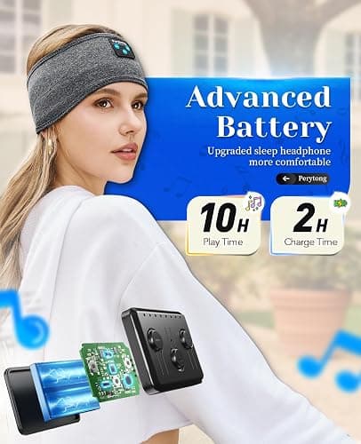 Perytong Sleeping Headphones Bluetooth Headband, Soft Long Time Play Sleeping Headsets with Built in Speakers Perfect for Workout,Running,Yoga,Travel, Darkgray thumbnail 6
