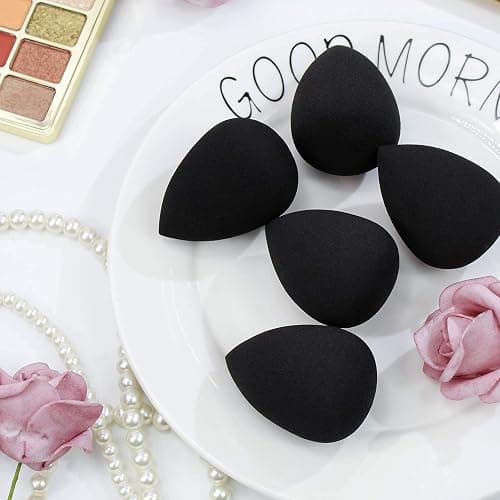 BEAKEY Makeup Sponge Set, 5 Pcs Black Foundation Blending Beauty Sponge, Boun Boun Sponges Flawless for Liquid, Cream, and Powder, Latex-Free and Vegan Makeup Sponges thumbnail 8