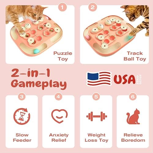 KADTC 2 Ways to Play 2 Levels in 1 Cat Treat Puzzle Toy & Track Balls for Indoor Cats Puzzles Feeder Kitten Stimulating Enrichment Toy Sensory Activity Kitty Interactive Entertainment Games thumbnail 2