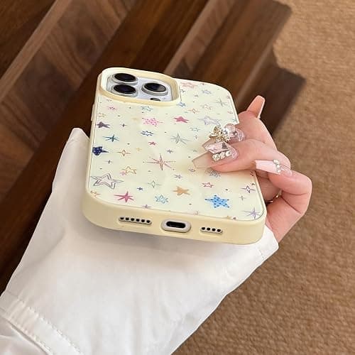 Bling Glitter Colorful Stars Anti-Scratch Protective Phone Case for iPhone (Yellow,iPhone 13) thumbnail 6